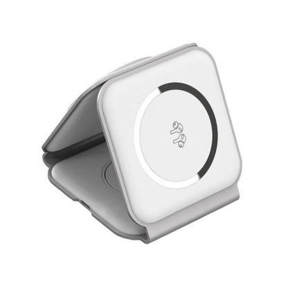 Тройна поставка (пад) за безжично зареждане на iPhone с Magsafe, Apple Watch и Qi съвместими устройства - Choetech 3-in-1 MagSafe Wireless Charger 15W (бял) 2