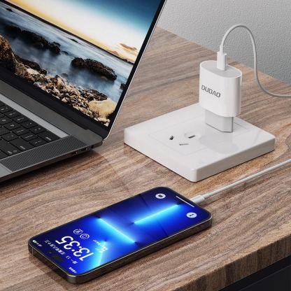 Захранване за ел. мрежа 20W с USB-C изход и технология за бързо зареждане - Dudao Fast Wall Charger USB-C 20W PD (бял) 3