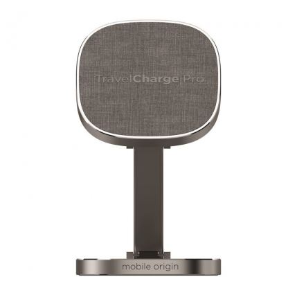 Тройна поставка (пад) за безжично зареждане за iPhone с MagSafe, Apple Watch, AirPods и Qi съвместими мобилни устройства - Mobile Origin TravelCharge Pro 3-in-1 Wireless Charger 23W (тъмносив) 2