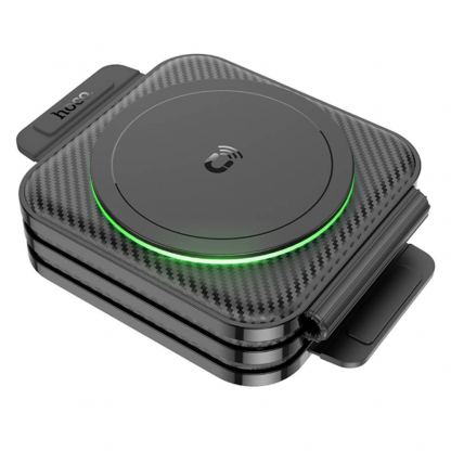 Тройна поставка (пад) за безжично зареждане на iPhone с Magsafe, Apple Watch и Qi съвместими устройства - Hoco 3-in-1 Folding MagSafe Wireless Charger 15W (черен) 3