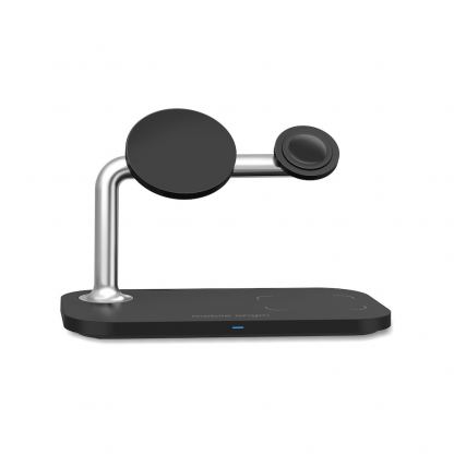Тройна поставка (пад) за безжично зареждане за iPhone с Magsafe, Apple Watch и AirPods - Mobile Origin 3-in-1 Inductive Wireless Charging Station (черен) 3