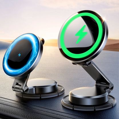 Поставка за таблото на кола с безжично зареждане за iPhone с Magsafe - Joyroom Foldable MagSafe Cockpit Dashboard Car Mount 15W (черен) 6