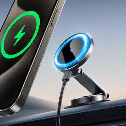 Поставка за таблото на кола с безжично зареждане за iPhone с Magsafe - Joyroom Foldable MagSafe Cockpit Dashboard Car Mount 15W (черен) 11