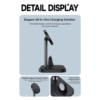 Тройна поставка (пад) за безжично зареждане за iPhone с Magsafe, Apple Watch и AirPods Pro - Benks Infinity 3-in-1 Magnetic MagSafe Wireless Charger (черен) 4