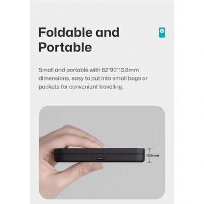 Преносима тройна поставка (пад) за безжично зареждане за iPhone с MagSafe, Apple Watch, AirPods и Qi съвместими мобилни устройства - Benks On Go 3-in-1 MagSafe Foldable Pad 15W (бял) 6