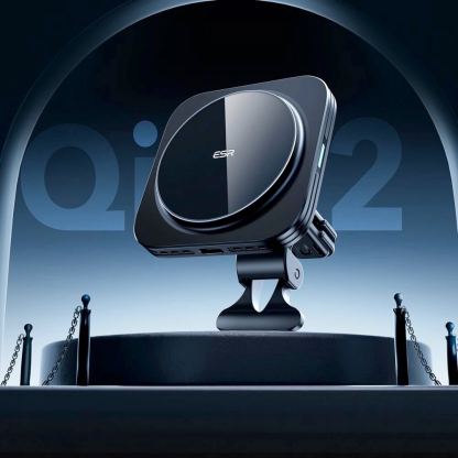 Поставка за радиатора или таблото на кола с безжично зареждане за iPhone с Magsafe - ESR Halolock MagSafe Vent Car Mount Qi2 15W (черен) 3