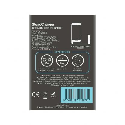 Поставка (пад) за безжично зареждане на Qi съвместими устройства (черен)  - OBALME StandCharger Wireless Charging Stand 15W 9