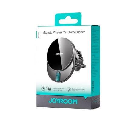 Поставка за радиаторa на кола с безжично зареждане за iPhone с Magsafe - Joyroom Magnetic Wireless Air Vent Car Mount 15W (черен) 2