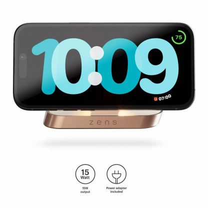 Поставка (пад) за безжично зареждане за iPhone с Magsafe (мед)  - Zens Aluminium Nightstand Wireless Charger 15W Qi ZESC16W 4