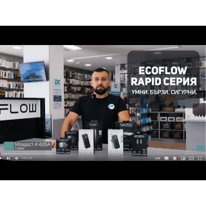 Захранване за ел. мрежа за лаптопи, смартфони и таблети с 2xUSB-C и 1xUSB-A изходи - EcoFlow Rapid Pro GaN Wall Charger 100W (тъмносив) 2