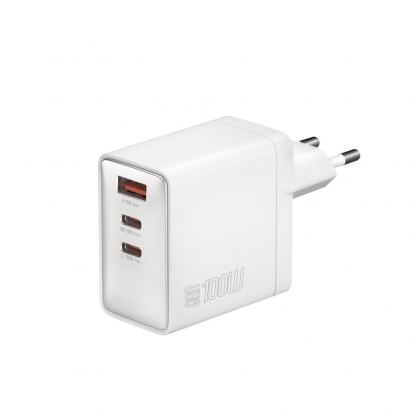 Захранване за ел. мрежа с USB-A и 2xUSB-C изходи с технология за бързо зареждане - 4smarts GaN Wall Charger Pocket 100W (бял) 2