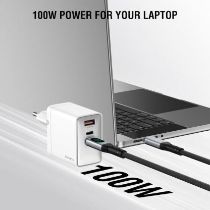 Захранване за ел. мрежа с USB-A и 2xUSB-C изходи с технология за бързо зареждане - 4smarts GaN Wall Charger Pocket 100W (бял) 3