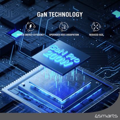 Захранване за ел. мрежа за лаптопи, смартфони и таблети с 4xUSB-C изходи с технология за бързо зареждане - 4Smarts GaN Charger Flex Pro 200W Travel Edition (бял) 8