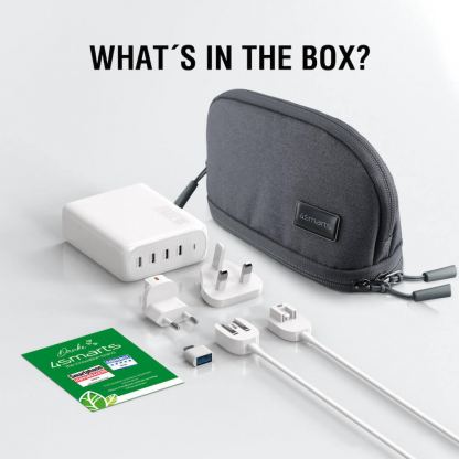 Захранване за ел. мрежа за лаптопи, смартфони и таблети с 4xUSB-C изходи с технология за бързо зареждане - 4Smarts GaN Charger Flex Pro 200W Travel Edition (бял) 11
