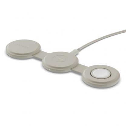Преносима тройна поставка (пад) за безжично зареждане за iPhone с MagSafe, Apple Watch, AirPods и Qi съвместими мобилни устройства - Satechi OntheGo 3-in-1 MagSafe Qi2 Foldable Pad (бежов) 2