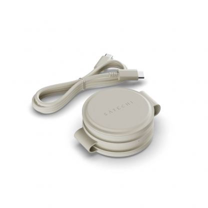 Преносима тройна поставка (пад) за безжично зареждане за iPhone с MagSafe, Apple Watch, AirPods и Qi съвместими мобилни устройства - Satechi OntheGo 3-in-1 MagSafe Qi2 Foldable Pad (бежов) 3