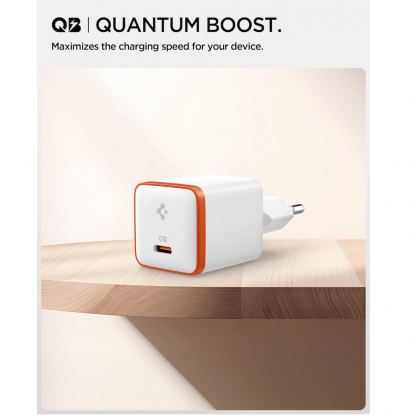 Захранване за ел. мрежа с USB-C изход с технология за бързо зареждане - Spigen ArcStation Essential USB-C PD Wall Charger 30W (бял) 6