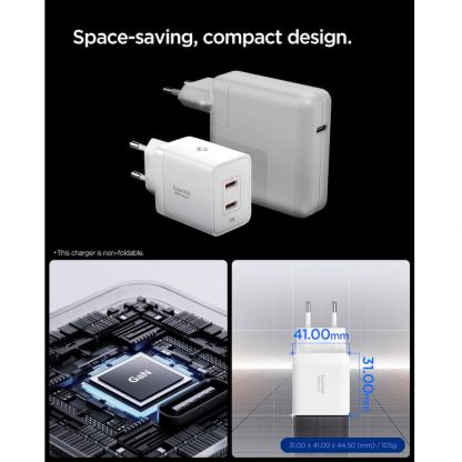 Захранване за ел. мрежа с 2xUSB-C PD изходи с технология за бързо зареждане (бял)  - Spigen ArcStation Essential Dual USB-C Wall Charger 47W (white) 7