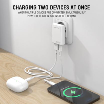 Захранване за ел. мрежа за мобилни устройства с USB-A и USB-C изходи и с технология за бързо зареждане - 4smarts GaN latPlug Duos 20W Wall Charger (бял) 8