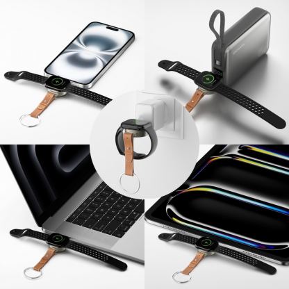 Тройна поставка (пад) за безжично зареждане за iPhone с MagSafe, Apple Watch, AirPods Pro и Qi съвместими мобилни устройства - 4smarts Qi2 Charging Station Trident With Apple Watch Charger (бял) 4