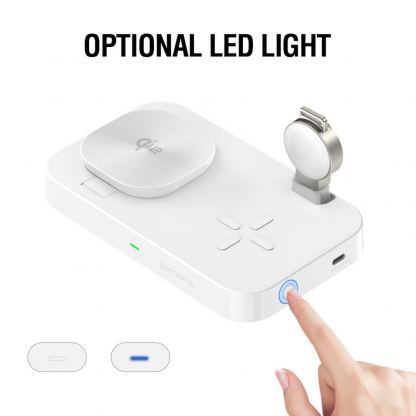 Тройна поставка (пад) за безжично зареждане за iPhone с MagSafe, Apple Watch, AirPods Pro и Qi съвместими мобилни устройства - 4smarts Qi2 Charging Station Trident With Apple Watch Charger (бял) 6