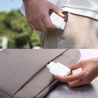 Захранване за ел. мрежа за мобилни устройства с 2xUSB-C изходи и с технология за бързо зареждане - 4smarts GaN PDPlug Slim Duos 2C Wall Charger 65W (бял) 8