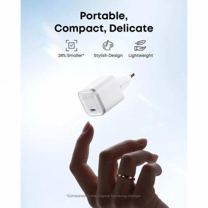 Захранване за ел. мрежа за USB-C порт с технология за бързо зареждане - Anker Nano 45W USB-C Wall Charger (бял) 3