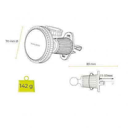Магнитна поставка за радиатора на кола с безжично зареждане за iPhone с MagSafe и Apple Watch - Mobile Origin CA18 2-in-1 Car Magnetic Wireless Charger 18W (черен) 11
