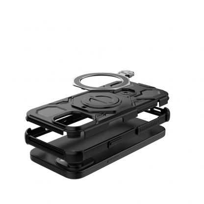 Хибриден удароустойчив кейс с вградена поставка за Xiaomi Redmi 15 4G, Redmi 15 5G - Techsuit Carbon Shield Pro Hybrid Case (черен) 2