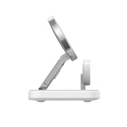 Преносима тройна поставка (пад) за безжично зареждане за iPhone с MagSafe, Apple Watch, AirPods и Qi съвместими мобилни устройства - Anker MagGo 3-in-1 MagSafe Qi2 15W Ultra Fast (бял) 2