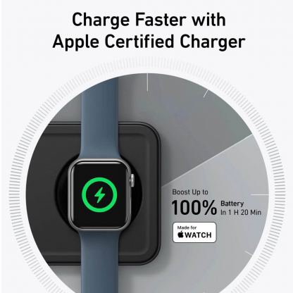 Преносима тройна поставка (пад) за безжично зареждане за iPhone с MagSafe, Apple Watch, AirPods и Qi съвместими мобилни устройства - Anker MagGo 3-in-1 MagSafe Qi2 15W Ultra Fast (бял) 12