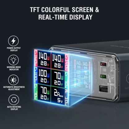 Захранване за ел. мрежа за лаптопи, смартфони и таблети с 1xUSB-A и 5xUSB-C изходи с технология за бързо зареждане - 4Smarts Desk Charger Lucid GaN DIY 360W 8