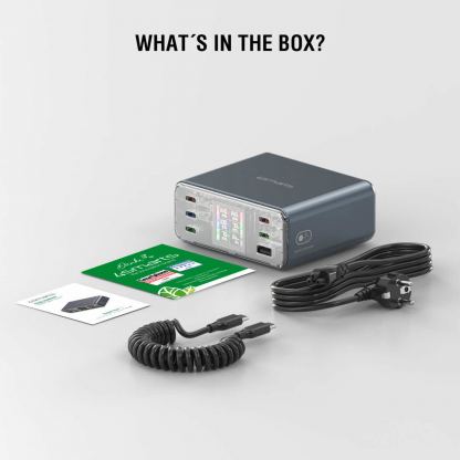 Захранване за ел. мрежа за лаптопи, смартфони и таблети с 1xUSB-A и 5xUSB-C изходи с технология за бързо зареждане - 4Smarts Desk Charger Lucid GaN DIY 360W 11