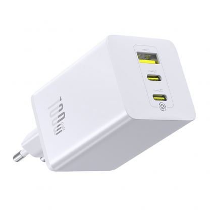 Захранване за ел. мрежа за лаптопи, смартфони и таблети с 2xUSB-C и 1xUSB-A изходи - Baseus EnerFill FE11 GaN Wall Charger 100W (бял) 2