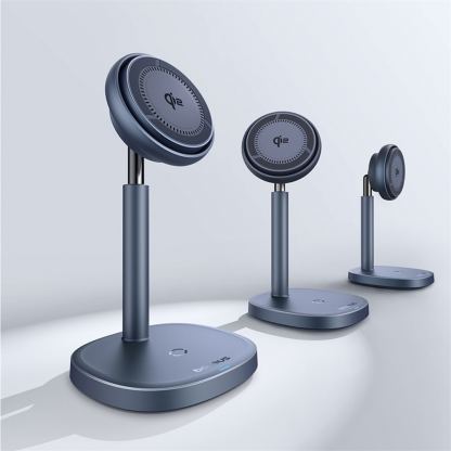 Двойна поставка (пад) за безжично зареждане за iPhone с Magsafe и AirPods - Baseus Orbit 2 Pro 2-in-1 Foldable Qi2 Magnetic Wireless Charging Stand 20W (P10273500813-00) (тъмносив) 10