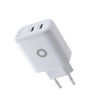 Захранване за ел. мрежа за лаптопи, смартфони и таблети с 2xUSB-C изхода и с технология за бързо зареждане - Mobile Origin MO19 GaN Dual Fast Wall Charger 65W (бял) 3