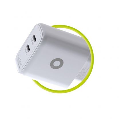 Захранване за ел. мрежа за лаптопи, смартфони и таблети с 2xUSB-C изхода и с технология за бързо зареждане - Mobile Origin MO19 GaN Dual Fast Wall Charger 65W (бял) 4