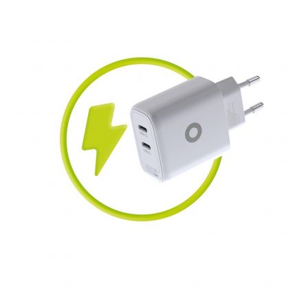 Захранване за ел. мрежа за лаптопи, смартфони и таблети с 2xUSB-C изхода и с технология за бързо зареждане - Mobile Origin MO19 GaN Dual Fast Wall Charger 65W (бял) 7