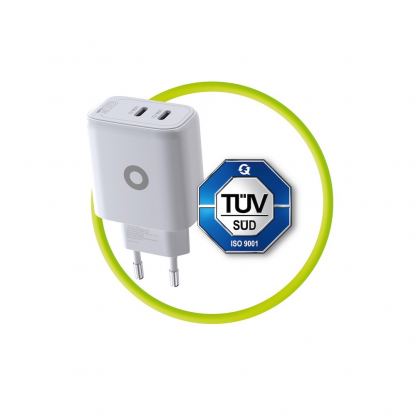 Захранване за ел. мрежа за лаптопи, смартфони и таблети с 2xUSB-C изхода и с технология за бързо зареждане - Mobile Origin MO19 GaN Dual Fast Wall Charger 65W (бял) 10