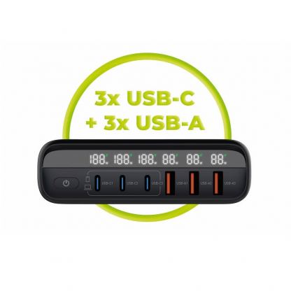 Захранване за ел. мрежа за лаптопи, смартфони и таблети с 3xUSB-A и 3xUSB-C изходи с технология за бързо зареждане и преходници за цял свят - Mobile Origin PW12 GaN Fast Wall Charger 140W (черен) 11