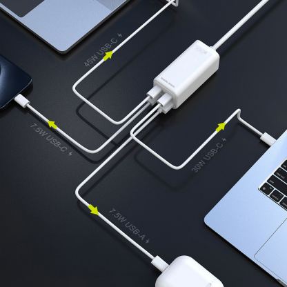 Захранване за ел. мрежа за лаптопи, смартфони и таблети с USB и 3xUSB-C изходи с технология за бързо зареждане - Mobile Origin PW18 GaN Compact MultiHub Wall Charger Wall 100W (бял) 10