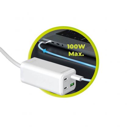 Захранване за ел. мрежа за лаптопи, смартфони и таблети с USB и 3xUSB-C изходи с технология за бързо зареждане - Mobile Origin PW18 GaN Compact MultiHub Wall Charger Wall 100W (бял) 13