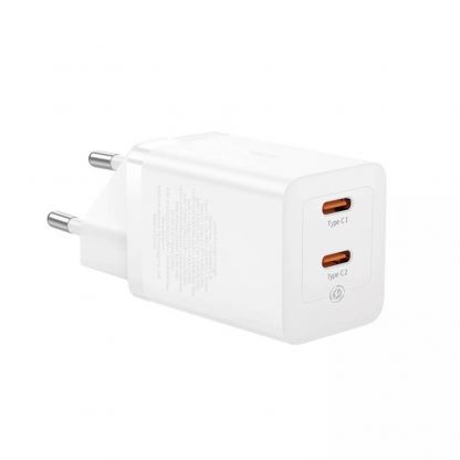 Захранване за ел. мрежа с 2xUSB-C изходи с технология за бързо зареждане - Baseus GaN5 Pro Fast Wall Charger Dual USB-C 40W (бял) 2