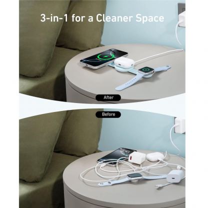 Преносима тройна поставка (пад) за безжично зареждане за iPhone с MagSafe, Apple Watch, AirPods и Qi съвместими мобилни устройства - Anker MagGo 3-in-1 MagSafe Qi2 Foldable Pad (зелен) 7