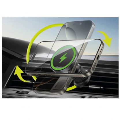Магнитна поставка за радиатора на кола с безжично зареждане за iPhone с MagSafe - Mobile Origin Qi2 Magnetic Car Wireless Charger 15W (черен) 10