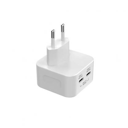 Захранване за ел. мрежа с 2xUSB-C изходи и технология за бързо зареждане - Freenet GAN Duos Wall Charger 35W PD (бял) 2