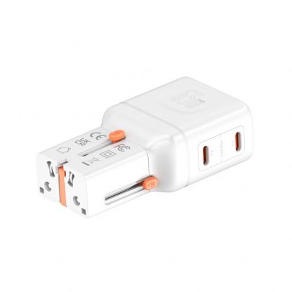 Захранване за ел. мрежа с 2xUSB-C изходи и преходници за цял свят в едно устройство - 4smarts Nomad GaN Universal World Travel Wall Charger 65W (бял) 3