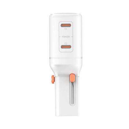 Захранване за ел. мрежа с 2xUSB-C изходи и преходници за цял свят в едно устройство - 4smarts Nomad GaN Universal World Travel Wall Charger 65W (бял) 4
