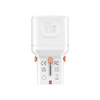 Захранване за ел. мрежа с 2xUSB-C изходи и преходници за цял свят в едно устройство - 4smarts Nomad GaN Universal World Travel Wall Charger 65W (бял) 5