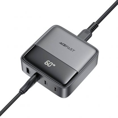 Захранване за ел. мрежа за лаптопи, смартфони и таблети с 2xUSB и 2xUSB-C изходи с технология за бързо зареждане - Acefast Z6 4-Port GaN Desktop Wall Charger 65W (черен) 4